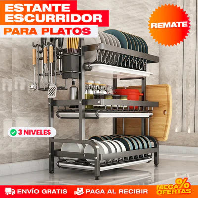🔥BLACK FRIDAY🔥 | ESTANTE ESCURRIDOR PARA PLATOS DE 3 NIVELES + ENVÍO GRATIS