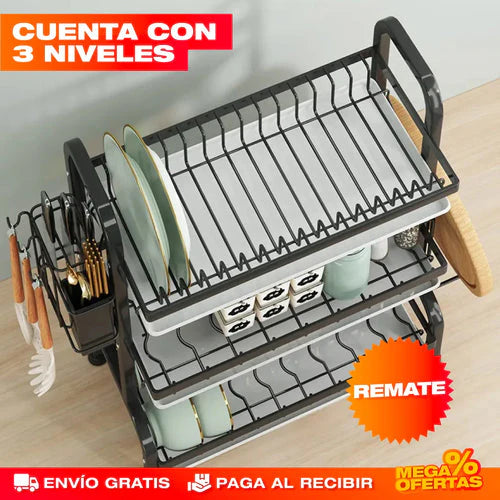 🔥BLACK FRIDAY🔥 | ESTANTE ESCURRIDOR PARA PLATOS DE 3 NIVELES + ENVÍO GRATIS