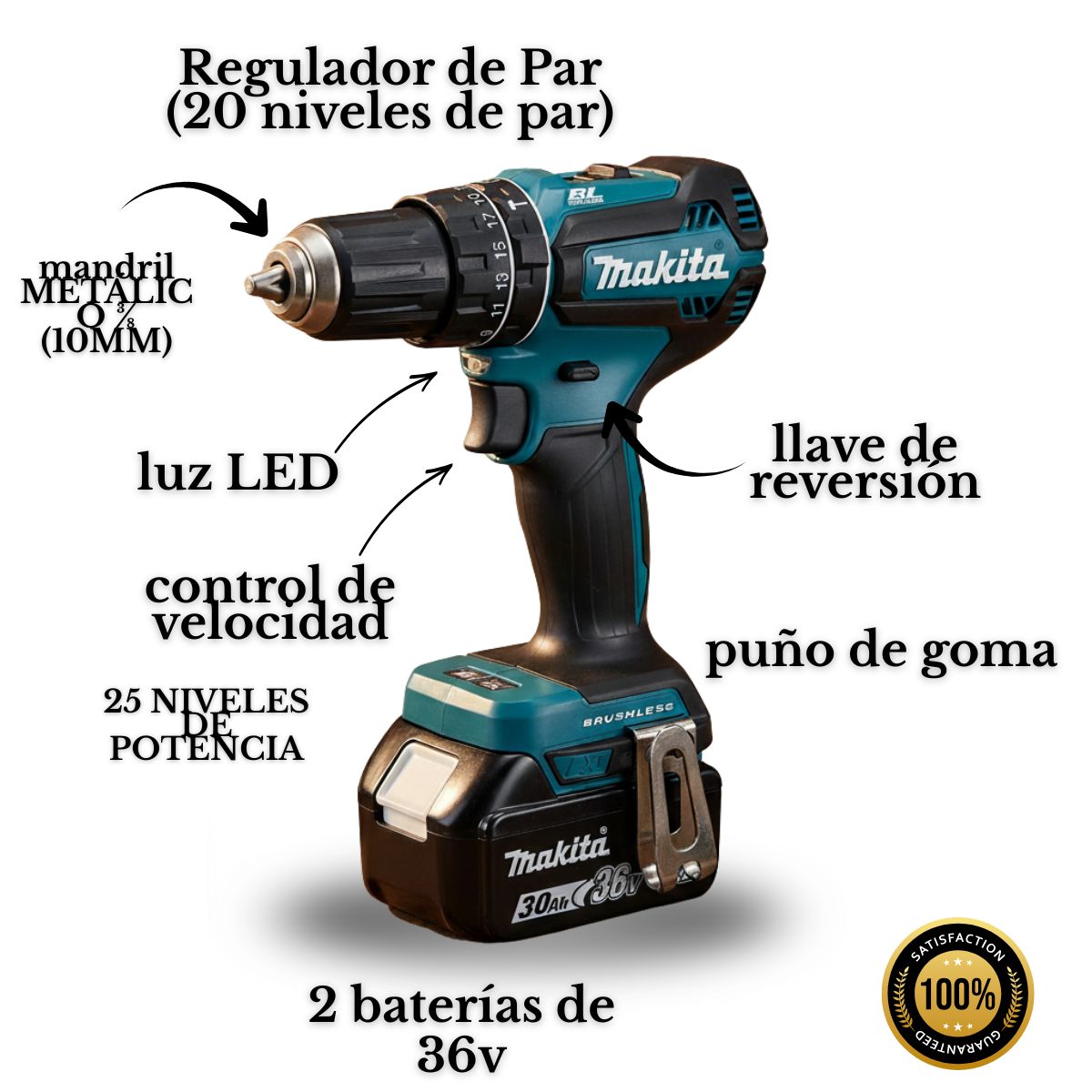 Taladro Inalámbrico Mkt 36v + Maletín